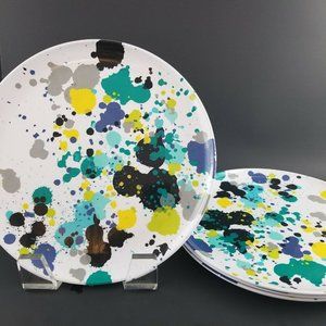 4 Room Essentials Paint Splatter Dinner Plates 11"